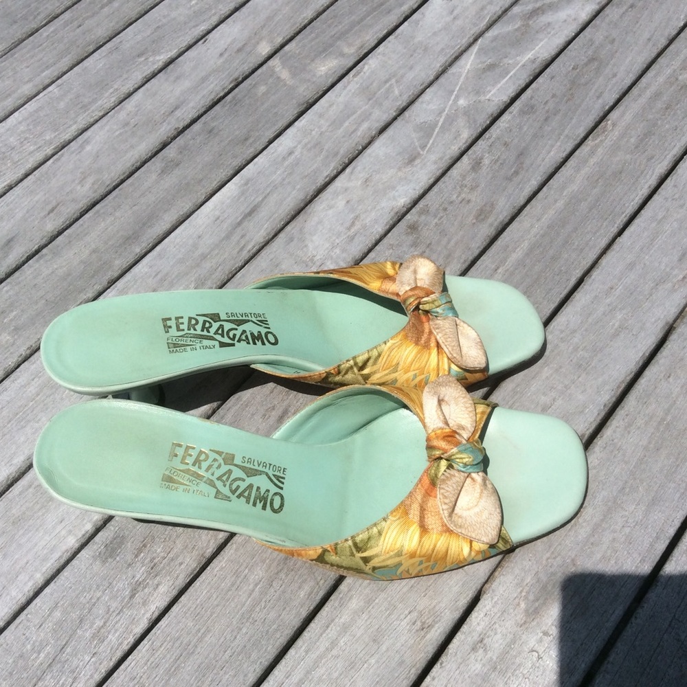 Salvatore Ferragamo silk Heels mules slides